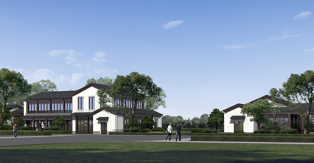 乌镇养老项目景观大道沿河别墅